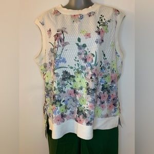 Ted Baker London silk-wool floral vest blouse
